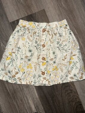 wonder nation Cream Floral Button-Front Mini Skirt